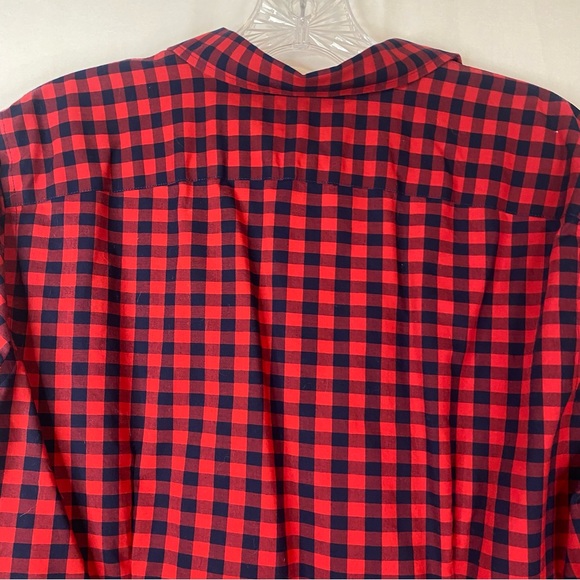 CHAPS Plaid Collared Button Down Flannel Red Navy Blue Buffalo Check Size Large - Picture 8 of 12